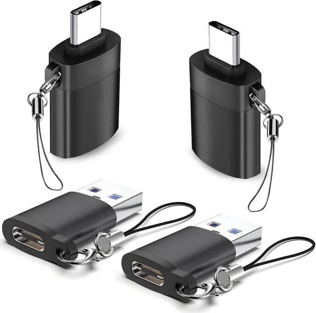 Main image of 4 Pack USB to USB C Adapter 2Pack Type C Female to A Male Converter2Pack USB C Male to USB 3.0 Female OTG Converter for  Watch Ultra 8 9 iPhone 16 15 Pro Max 14 13 AirPods  S24S Black