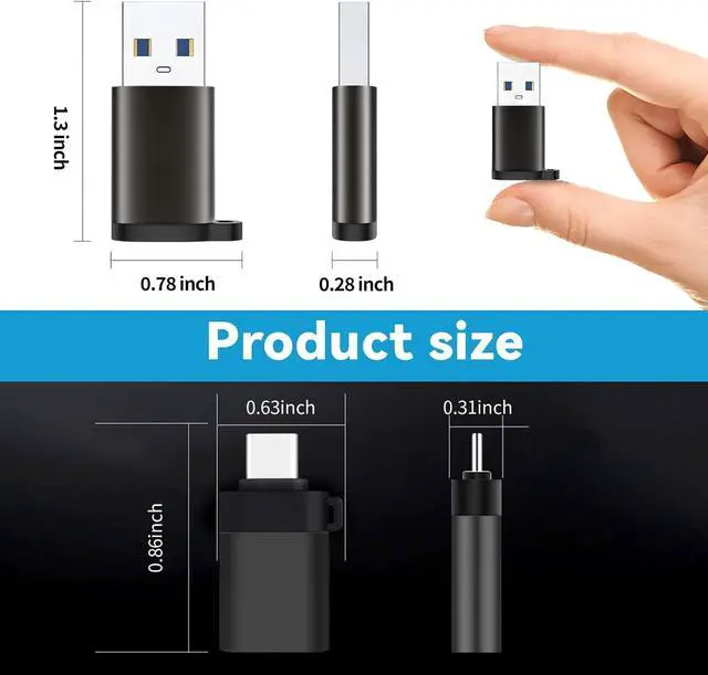 Alt view image 3 of 7 - 4 Pack USB to USB C Adapter 2Pack Type C Female to A Male Converter2Pack USB C Male to USB 3.0 Female OTG Converter for  Watch Ultra 8 9 iPhone 16 15 Pro Max 14 13 AirPods  S24S Black
