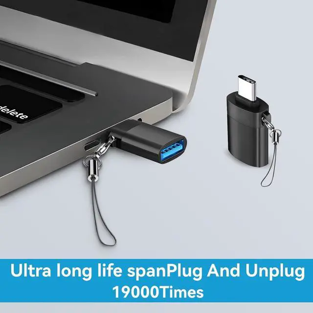 Alt view image 5 of 7 - 4 Pack USB to USB C Adapter 2Pack Type C Female to A Male Converter2Pack USB C Male to USB 3.0 Female OTG Converter for  Watch Ultra 8 9 iPhone 16 15 Pro Max 14 13 AirPods  S24S Black
