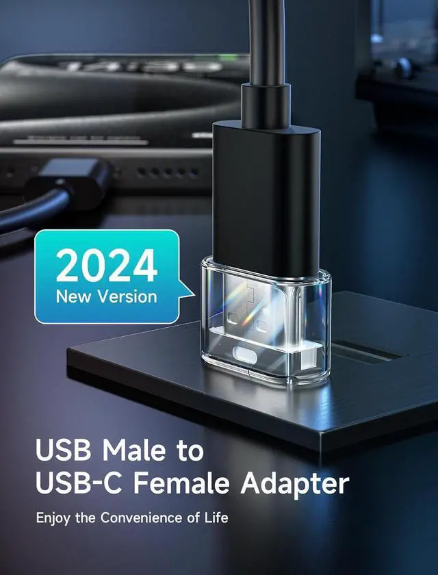 Alt view image 2 of 7 - USB C Female to USB Male Adapter (4-Pack) 3.1A Fast Charging USB C to USB Charger Converter for iPhone 16 15 14 13 Pro Max Apple Watch Samsung Galaxy S24 S23 Car Play Android Auto-Crystal