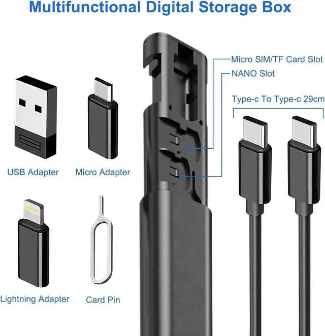Alt view image 2 of 7 - Multi USB Charging Adapter Cable Kit USB C to Ligh-ting Adapter Box Conversion Set USB A Type C Lightn-ing Micro Adapter Kit 60W Charging and Data Transfer Cable Kit Sim Tray Eject Tool Slots