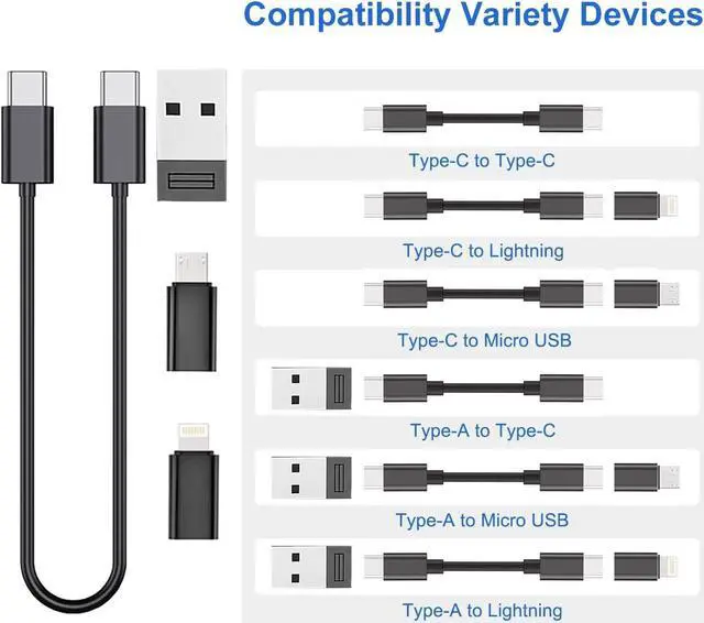 Alt view image 4 of 7 - Multi USB Charging Adapter Cable Kit USB C to Ligh-ting Adapter Box Conversion Set USB A Type C Lightn-ing Micro Adapter Kit 60W Charging and Data Transfer Cable Kit Sim Tray Eject Tool Slots