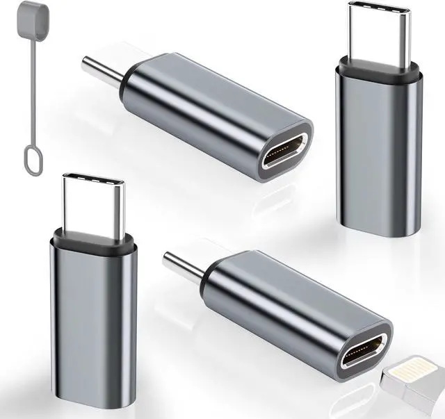 Main image of 4 Pack Lightning to USB C Adapter for iPhone 15/16/16 Pro/16 Pro Max/16 Plus Samsung S24 iPad Air Fast Charging & Data Transfer Type C Charger Connector Cable Not for Audio/Headphone/OTG