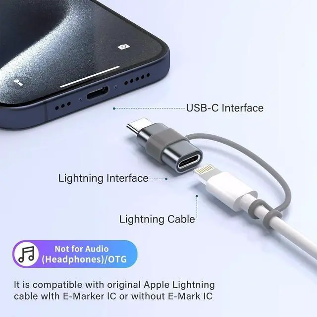 Alt view image 3 of 7 - 4 Pack Lightning to USB C Adapter for iPhone 15/16/16 Pro/16 Pro Max/16 Plus Samsung S24 iPad Air Fast Charging & Data Transfer Type C Charger Connector Cable Not for Audio/Headphone/OTG