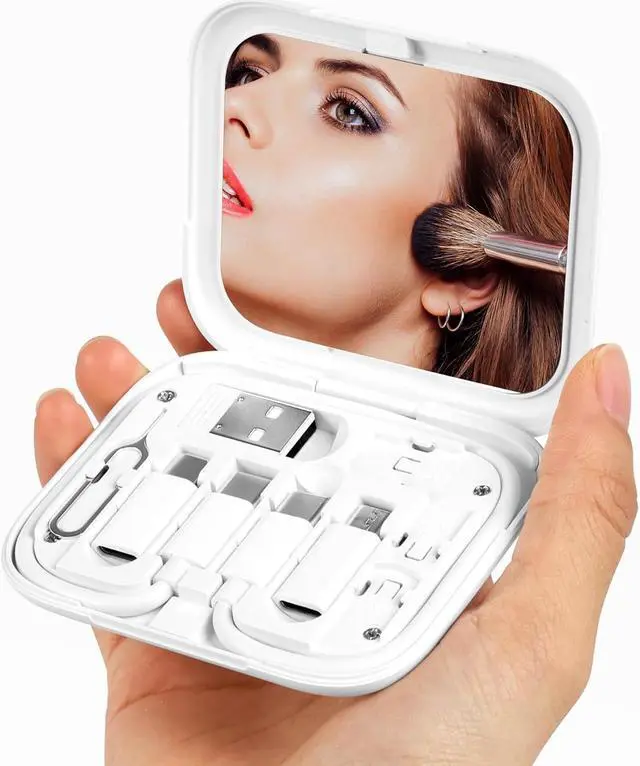 Alt view image 2 of 6 - USB C Adapter OTG Multi Charging Cable Conversion Set USB A & Type C to Micro USB C to Micro USB Data Transfer SIM Card Pin Phone Holder (White)