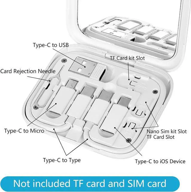 Alt view image 5 of 6 - USB C Adapter OTG Multi Charging Cable Conversion Set USB A & Type C to Micro USB C to Micro USB Data Transfer SIM Card Pin Phone Holder (White)