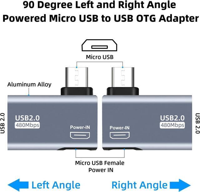 Alt view image 2 of 6 - 2 Pack OTG Cable Adapter for Fire TV Stick 4K 90 Degree Left and Right Angle Powered Micro USB to USB OTG Adapter for Android Phone Tablet and More Host Devices with Micro USB (Grey)