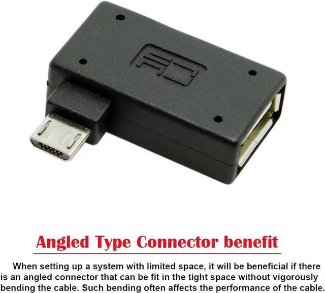 Alt view image 3 of 5 - Cablecc 90 Degree Right Angled Micro USB 2.0 OTG Host Adapter with USB Power for Galaxy S3 S4 S5 Note2 Note3 Cell Phone & Tablet