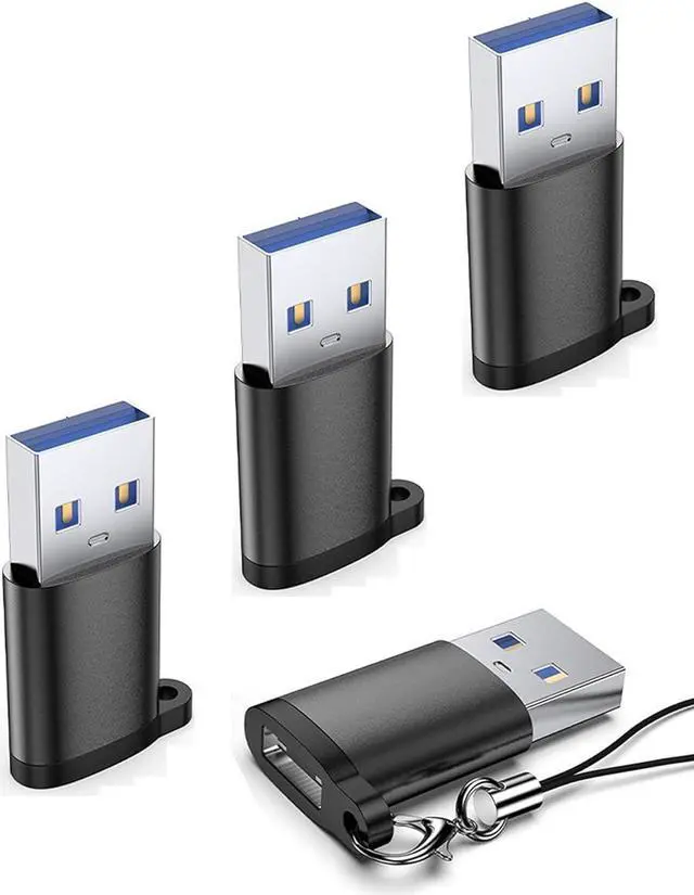 Main image of USB C Female to USB Male Adapter-USB 3.0 5Gbps-USB C to USB Adapter Type C Charger Cable Power Converter Compatible with iPhone 15 Galaxy S23 Pixel 8 4 PCS Black