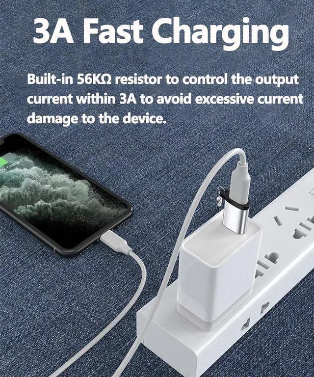 Alt view image 2 of 6 - USB C Female to USB Male Adapter-USB 3.0 5Gbps-USB C to USB Adapter Type C Charger Cable Power Converter Compatible with iPhone 15 Galaxy S23 Pixel 8 4 PCS Black
