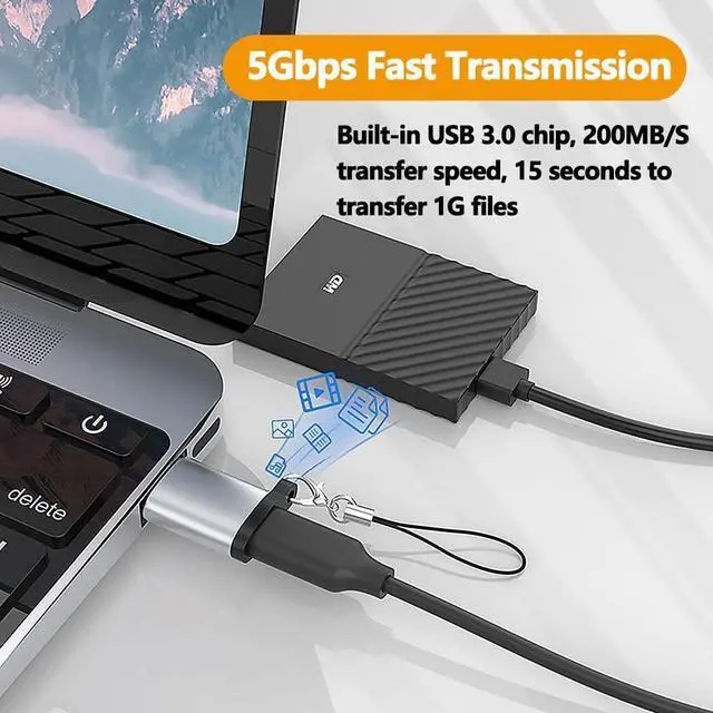 Alt view image 3 of 6 - USB C Female to USB Male Adapter-USB 3.0 5Gbps-USB C to USB Adapter Type C Charger Cable Power Converter Compatible with iPhone 15 Galaxy S23 Pixel 8 4 PCS Black