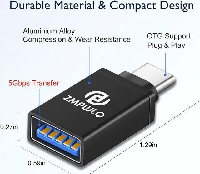 Alt view image 6 of 7 - USB to-USB-C-Adapter 2 Pack USB 3.0 to USB Type C Adapter OTG-Charger-Cable-Converter 5Gbps High-Speed USB 3.0 for iPhone 15 Series iPad Mini Pro MacBook Pro Air Android Phone