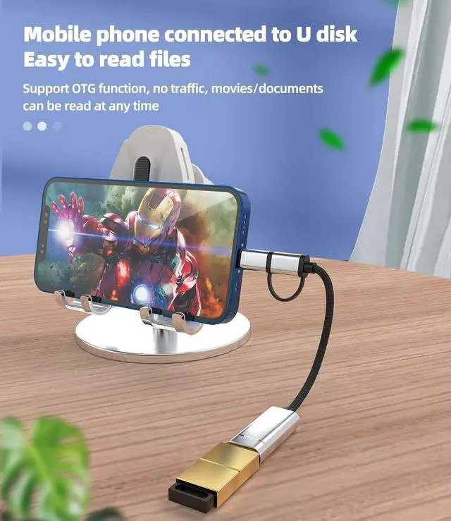 Alt view image 5 of 7 - OTG Cable USB to Type C Lightning Adapter iPhone Camera Port 3.0 Thunderbolt Cord Converter Mouse Dongle Adaptador para Compatible for  for IPhone15 Pro Max Plus ipad Pro Air Mini 14 13