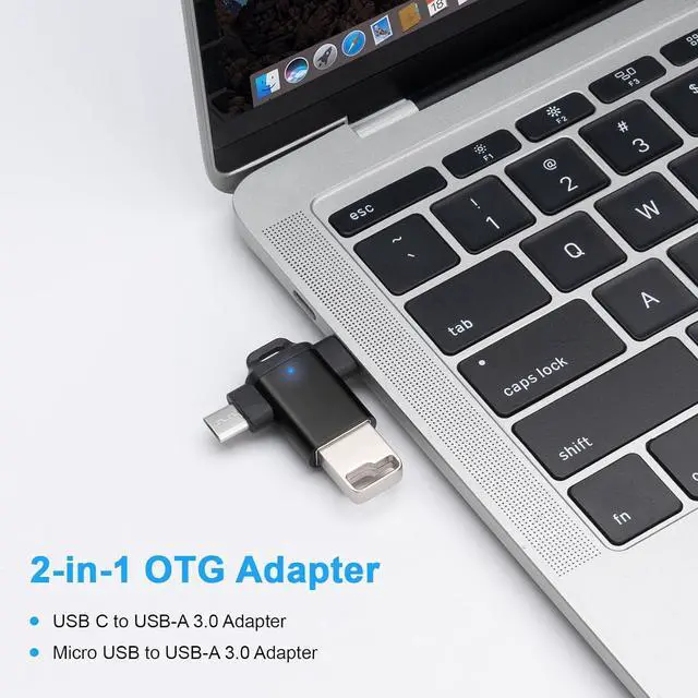Alt view image 3 of 7 - 2-in-1 USB OTG Adapters - USB to Micro/Type C Adapter/Cable 2pack Compatible with Android MacBook Pro Samsung and More