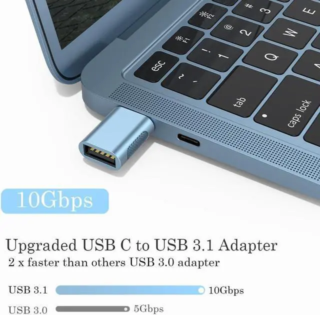Alt view image 2 of 7 - 10Gbps USB C to USB 3.1 Adapter (4 Pack) Thunderbolt 4/3 to USB OTG Converter for iPhone 15 MacBook iPad iMac and More Type C Devices - Blue
