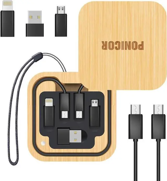 Main image of Multi USB Charging Adapter Cable Kit for Travel Fast Charging and Data Transfer Cable with Type C to Type C/Micro/USB A Adapters Pocket Cable Kit for Travel Gadget