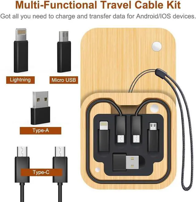 Alt view image 2 of 7 - Multi USB Charging Adapter Cable Kit for Travel Fast Charging and Data Transfer Cable with Type C to Type C/Micro/USB A Adapters Pocket Cable Kit for Travel Gadget