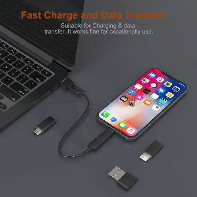 Alt view image 4 of 7 - Multi USB Charging Adapter Cable Kit for Travel Fast Charging and Data Transfer Cable with Type C to Type C/Micro/USB A Adapters Pocket Cable Kit for Travel Gadget