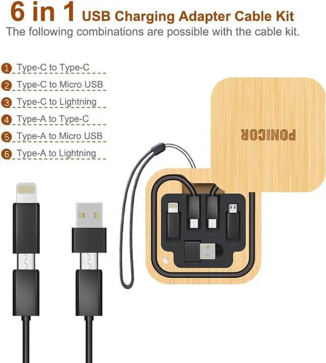 Alt view image 6 of 7 - Multi USB Charging Adapter Cable Kit for Travel Fast Charging and Data Transfer Cable with Type C to Type C/Micro/USB A Adapters Pocket Cable Kit for Travel Gadget