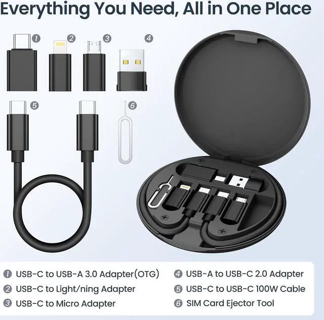 Alt view image 2 of 7 - USB Charging Adapter Kit USB to USBC Adapter Type C to USB 3.0 OTG Light/ning Micro Multi Portable Converter Case with 1Ft 100W Charger Cable for iPhone 16 15 Max Pro Samsung Galaxy S24 Plus