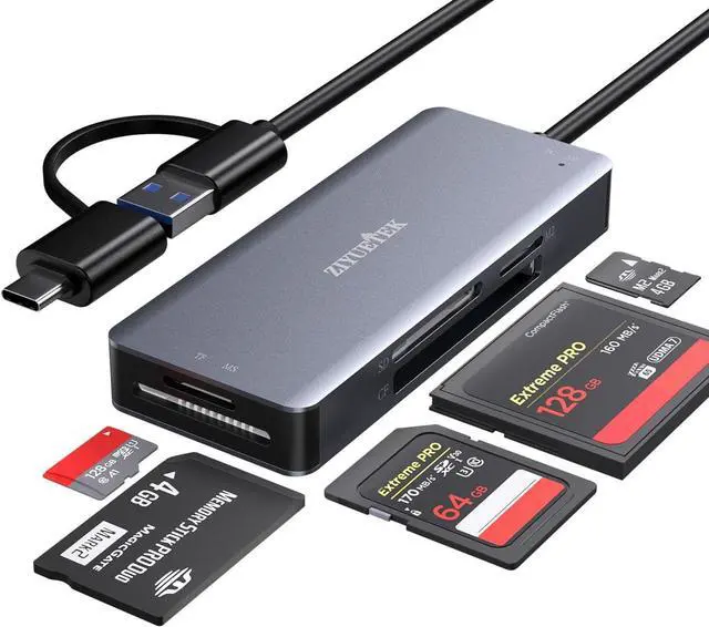 Main image of USB C USB3.0 SD Card Reader 5in1 Multi Card Reader for SD/TF/CF/Micro SD/MS/M2 Drive Free for iPhone 15 pro max/Windows/Mac/Linux/Android (USB3.0 and Type-C)