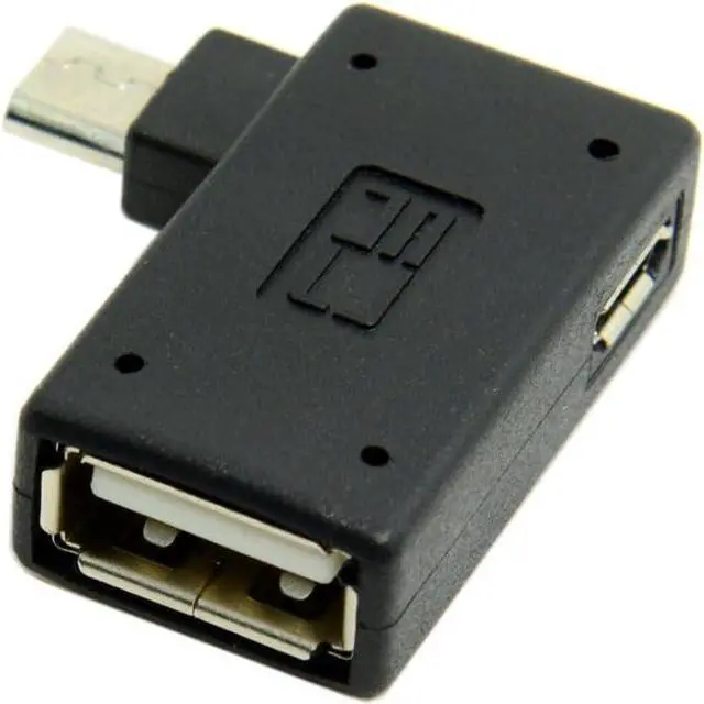 Main image of Micro USB OTG Power Adapter 2 in 1 Micro USB Male to USB 2.0 Female 90 Degree Right Angled Connector Adapter