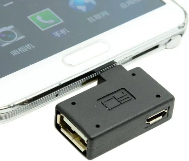 Alt view image 3 of 7 - Micro USB OTG Power Adapter 2 in 1 Micro USB Male to USB 2.0 Female 90 Degree Right Angled Connector Adapter