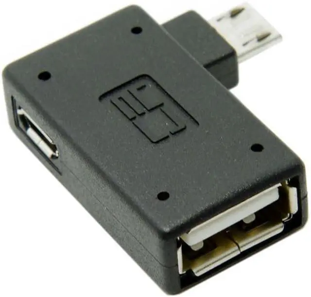 Alt view image 6 of 7 - Micro USB OTG Power Adapter 2 in 1 Micro USB Male to USB 2.0 Female 90 Degree Right Angled Connector Adapter