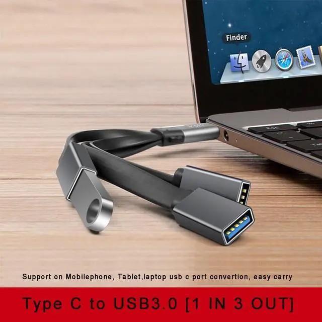 Alt view image 2 of 5 - Lightweight Easy Carry USB Type-C to USB-A Hub OTG Adapter Multi-Port Converter Dock 1 in 3 Out Type C Expension Cable for Mobile Tablet Laptops