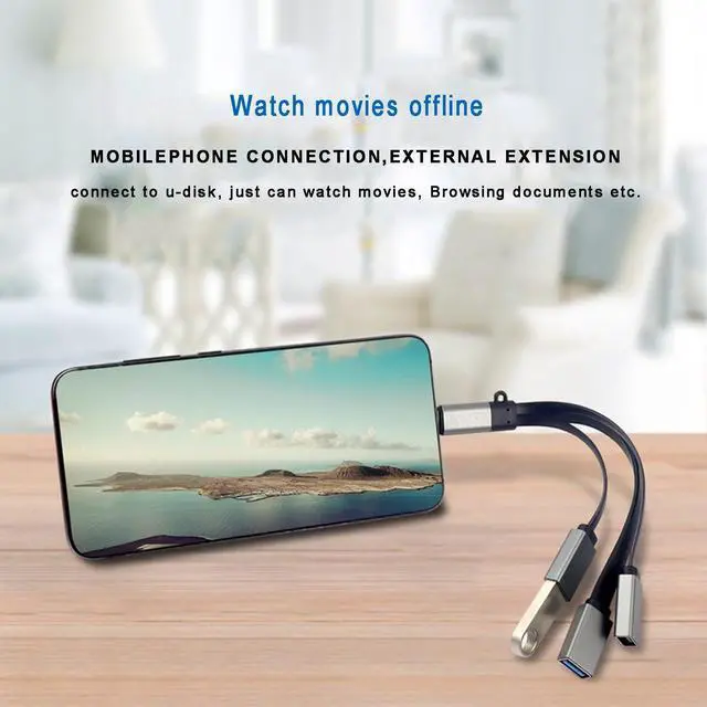 Alt view image 3 of 5 - Lightweight Easy Carry USB Type-C to USB-A Hub OTG Adapter Multi-Port Converter Dock 1 in 3 Out Type C Expension Cable for Mobile Tablet Laptops
