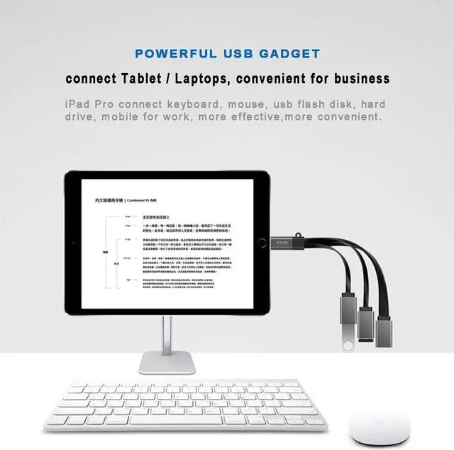 Alt view image 4 of 5 - Lightweight Easy Carry USB Type-C to USB-A Hub OTG Adapter Multi-Port Converter Dock 1 in 3 Out Type C Expension Cable for Mobile Tablet Laptops