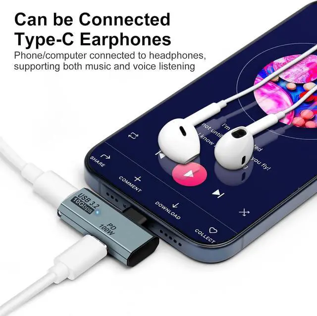 Alt view image 4 of 7 - USB C OTG Adapter Type C 100W PD Charging USB C to Dual USB C Splitter for iPhone 15 Pro Max Google TV Chromecast 2020 MacBook Samsung Galaxy S22/S23(Gray)