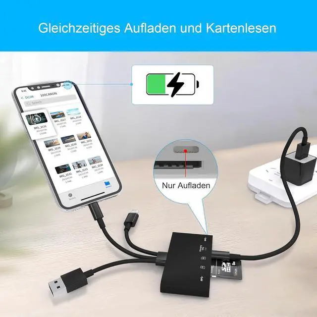 Alt view image 5 of 7 - 5-in-1 SD Card Reader for i-Phone Memory Card Reader&USB OTG Adapter USB C and USB A Devices with Micro SD & SD Card Slots Supports SD/Micro SD/SDHC/SDXC/MMC