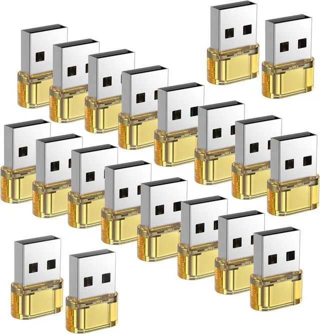 Main image of 20 Pack USB to USB C Adapter Type C Female to A Male Charger Converter Compatible with Apple Watch Ultra iWatch 8 7 iPhone 15 14 Pro Max Plus iPad 9 10 Air 5 Mini 6 Car Samsung Galaxy S23 S24 (Yellow)