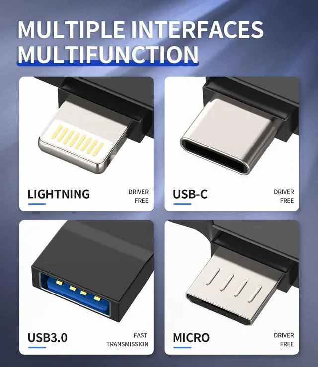 Alt view image 3 of 7 - USB C to USB Adapter OTG A Female Micro Lightning Type Male Converter Accessorie Camera Card Reader Mouse Keyboard Midi Flash Drive Compatible for Samsung Ipad LG Thunderbolt Android