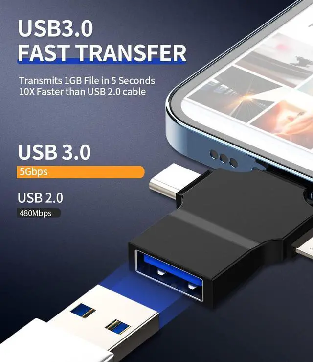 Alt view image 5 of 7 - USB C to USB Adapter OTG A Female Micro Lightning Type Male Converter Accessorie Camera Card Reader Mouse Keyboard Midi Flash Drive Compatible for Samsung Ipad LG Thunderbolt Android