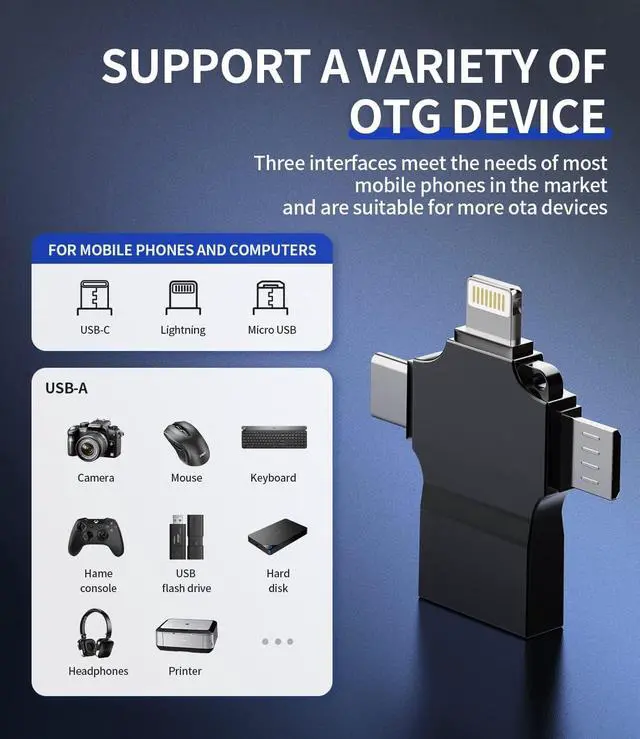 Alt view image 7 of 7 - USB C to USB Adapter OTG A Female Micro Lightning Type Male Converter Accessorie Camera Card Reader Mouse Keyboard Midi Flash Drive Compatible for Samsung Ipad LG Thunderbolt Android