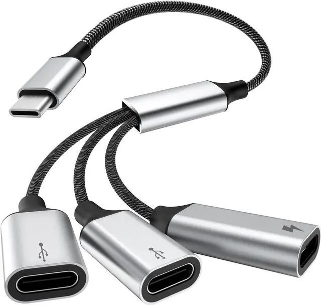 Main image of USB C Splitter Cable USB C Male to 3 USB C Female Adapter with Fast Charging Data Transfer 3 in 1 OTG Type C Cord Converter for iPhone 15/16/Pro/Pro Max/Plus iPad Pro/Air Mac Samsung