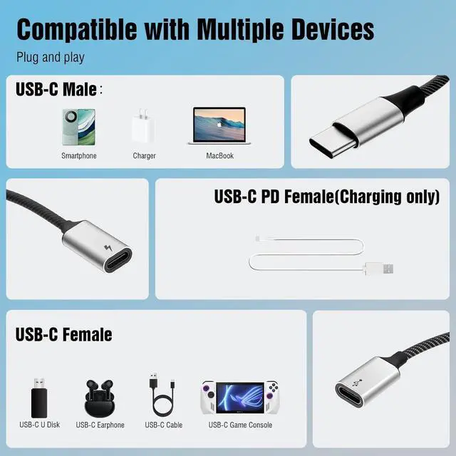 Alt view image 5 of 7 - USB C Splitter Cable USB C Male to 3 USB C Female Adapter with Fast Charging Data Transfer 3 in 1 OTG Type C Cord Converter for iPhone 15/16/Pro/Pro Max/Plus iPad Pro/Air Mac Samsung