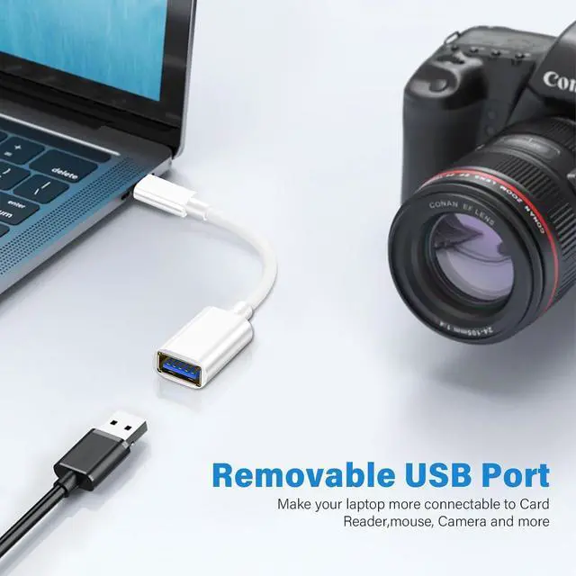 Alt view image 5 of 7 - USB C Male to USB Female Adapter Cable USB Type C to USB Adapter 2 Pack OTG Cable High Speed USB to USB C Converter Compatible with MacBook Pro/Air iPad Pro Samsung Notebook Smartphone