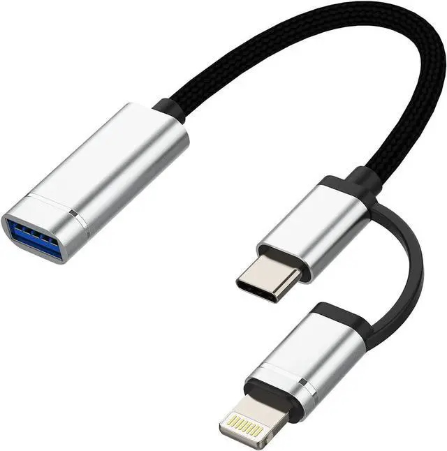 Main image of OTG Cable Adapter(2in1) USB 3.0 Female to USB C Lightning Male Converter Type Thunderbolt Port Cord Dongle Camera Mouse Compatible for Samsung LG Apple iPhone 15 Pro Max iPad Air 14 13 11 12 X 8
