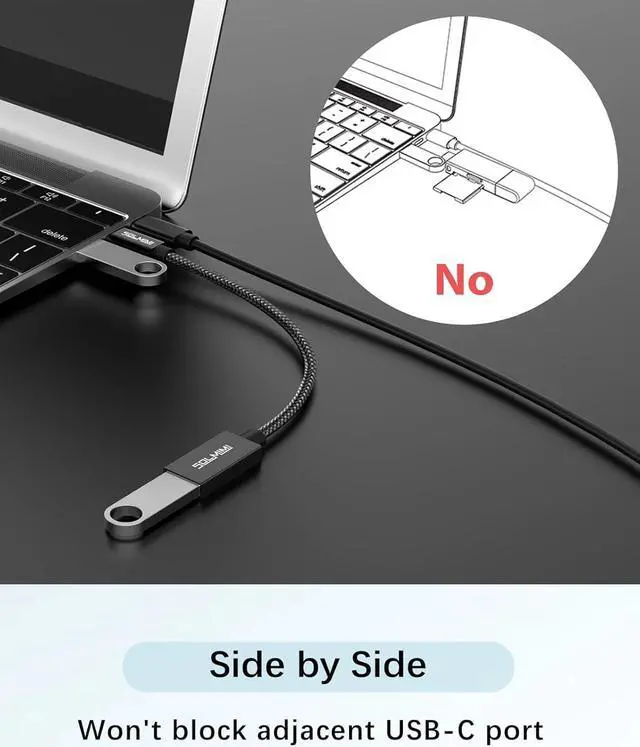 Alt view image 3 of 6 - USB OTG Adapter 0.65FT (20 cm) Female to USB-C Adapter 5 GBPS Data Transmission OTG Cable Type C to USB-A Adapter Compatible with MacBook Pro Air Galaxy S21 S22+  XPS  Pixels