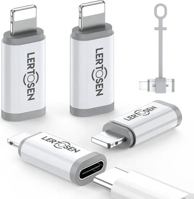 Main image of USB C Type C to Light-ning Adapter (4 Pack) 1.8-2.2A 15W Fast Charging & Data Transfer Light-ning to USB C Cable Adapter for iPhone 14/13/12/11/iPad/Airpods with Anti-Lost Loop Not for Audio/OTG