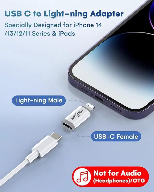 Alt view image 2 of 7 - USB C Type C to Light-ning Adapter (4 Pack) 1.8-2.2A 15W Fast Charging & Data Transfer Light-ning to USB C Cable Adapter for iPhone 14/13/12/11/iPad/Airpods with Anti-Lost Loop Not for Audio/OTG
