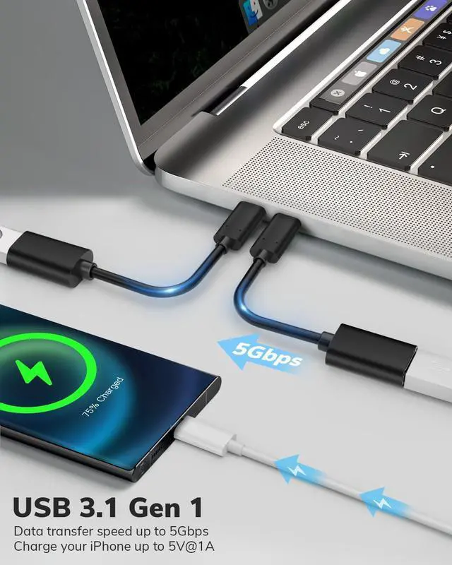 Alt view image 5 of 7 - USB C to USB Adapter 5 Pack USB Type C Male to USB Female OTG Cable Adapter for iPhone 15 Pro Max iPad MacBook Pro/Air 2023 2022 M1 M2 Galaxy S23 S22 Note 10