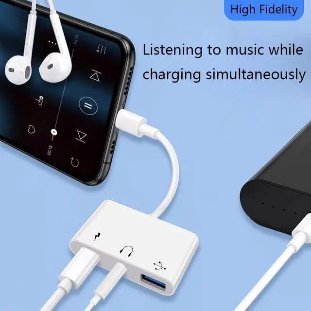 Alt view image 2 of 7 - USB C to USB Adapter Headphones 3.5mm 3 in 1 USB-C Fast Charging Adapter Super Speed Data Transfer Charging up to 60W