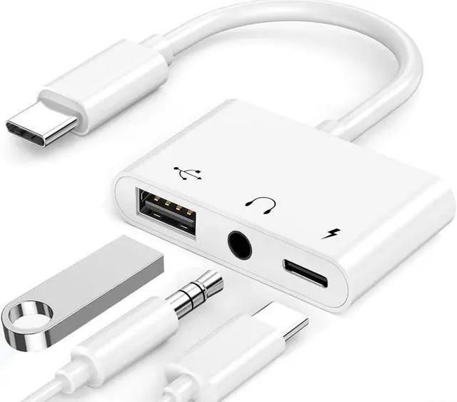 Main image of USB C to USB Adapter Headphones 3.5mm 3 in 1 USB-C Fast Charging Adapter Super Speed Data Transfer Charging up to 60W