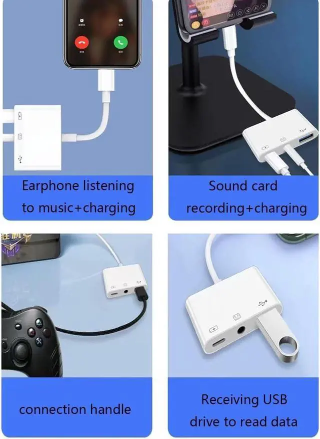 Alt view image 6 of 7 - USB C to USB Adapter Headphones 3.5mm 3 in 1 USB-C Fast Charging Adapter Super Speed Data Transfer Charging up to 60W