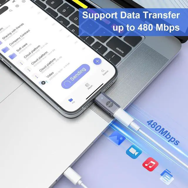 Alt view image 3 of 7 - 3 Pack Lightning to USB C Adapter for iPhone 15/15 Pro/15 Pro Max/15 Plus 35W Fast Charging & Data Transfer Space Gray with 3 Anti-Loss Straps Not for Audio/OTG
