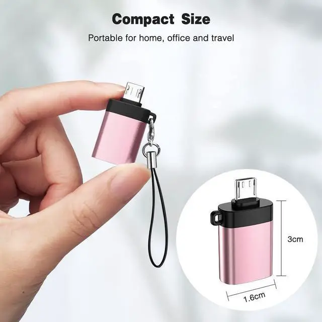 Alt view image 5 of 7 - Micro USB to USB 3.0 Adapter (2 Pack) with Lanyard Micro USB Male to USB-A Female OTG Adapter Compatible with S7 S6 OTG Micro Devices Flash Drive Keyboard (Rose Gold)